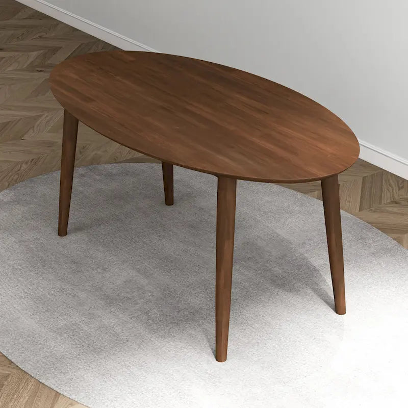 Table à manger ovale en bois massif brun de 170 cm de style Mid-Century - 170 cm