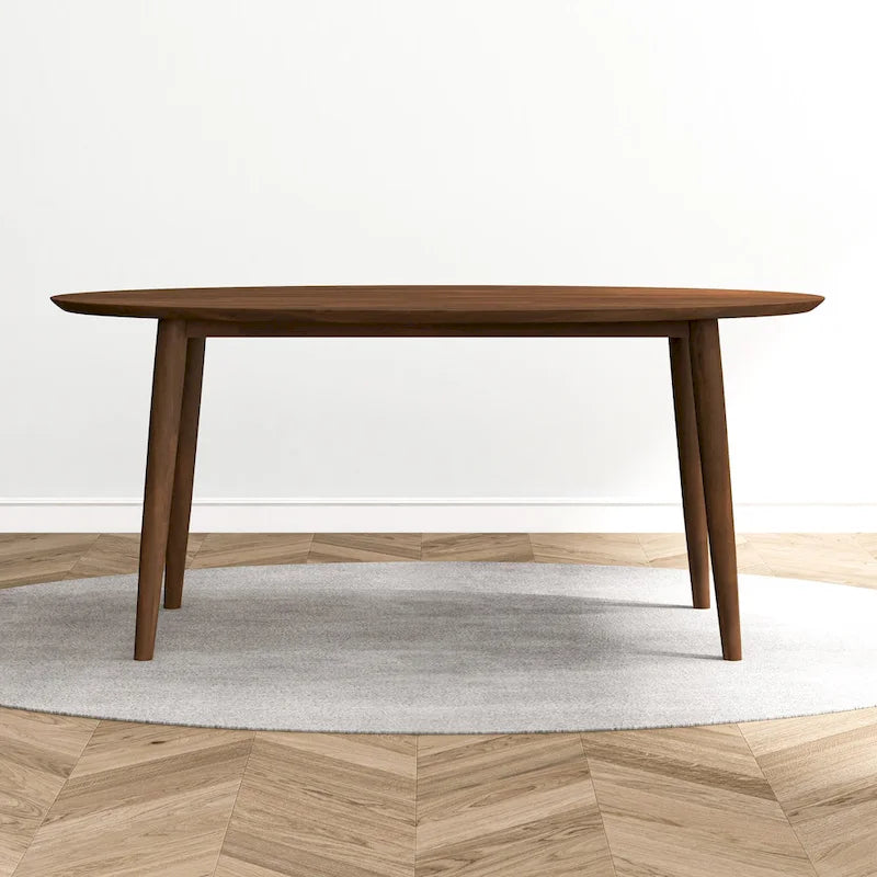 Table à manger ovale en bois massif brun de 170 cm de style Mid-Century - 170 cm