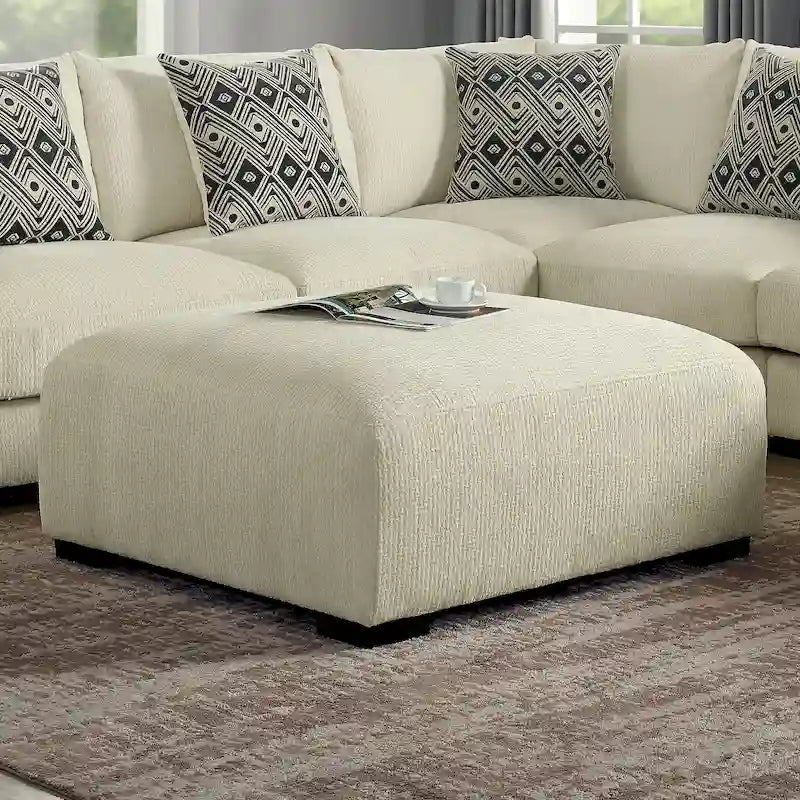 Pouf cocktail rembourré en chenille contemporain