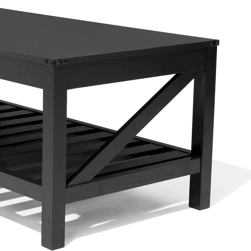 Table basse de salon avec étagère de rangement, Table centrale de canapé - 102 cm (L) x 56 cm (P) x 46 cm (H)