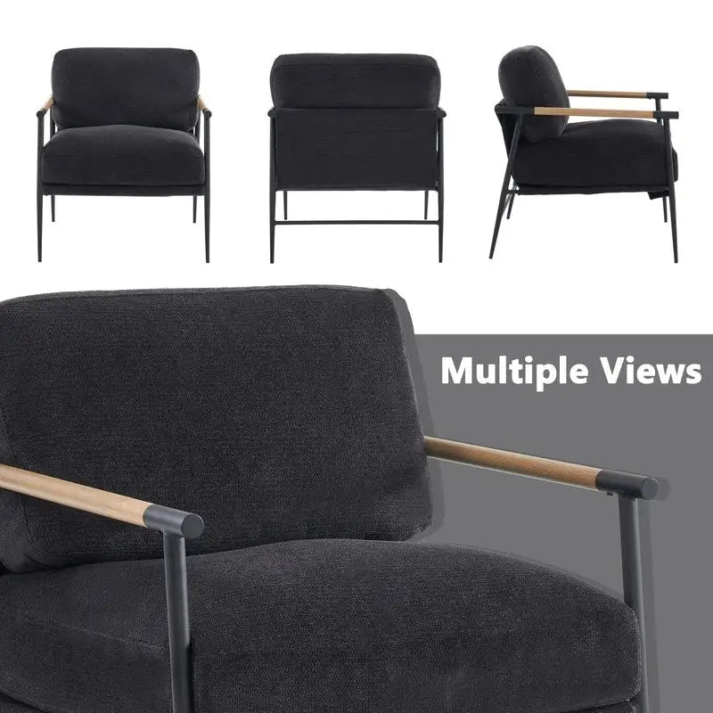 Fauteuils d'appoint Fauteuil blanc Chenille pour salon Fauteuil moderne du milieu du siècle Pieds en métal Placage Accoudoir en métal