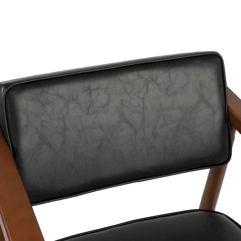Chaise de salle à manger en similicuir noyer, fauteuil rembourré, bois massif, dossier ouvert