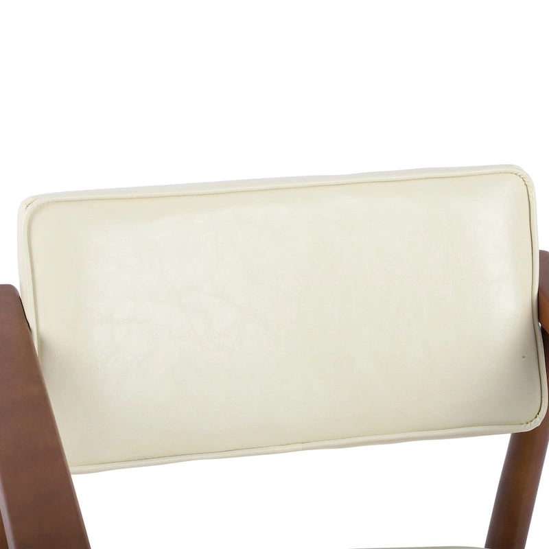 Chaise de salle à manger en similicuir noyer, fauteuil rembourré, bois massif, dossier ouvert
