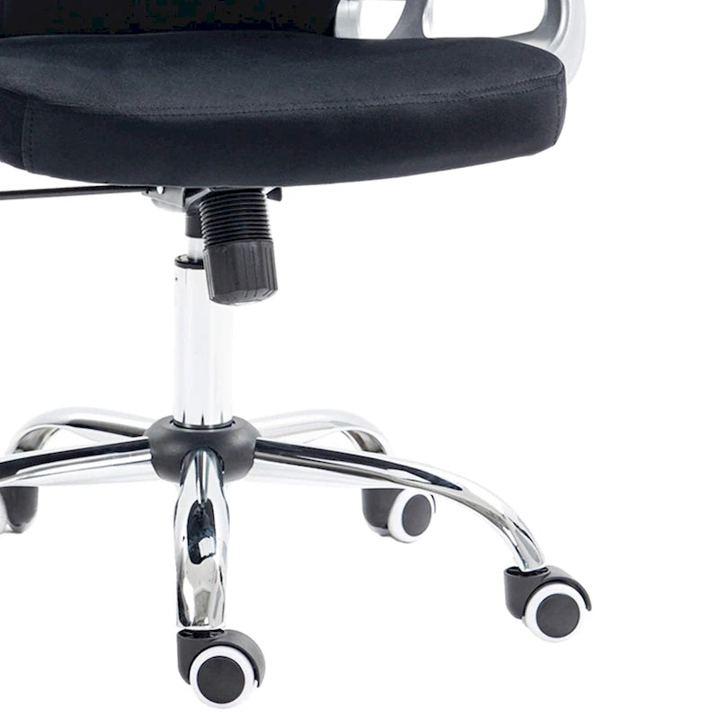 Chaise de bureau Vanity à dossier mi-hauteur capitonné, pivotante avec roulettes et accoudoirs réglables en hauteur