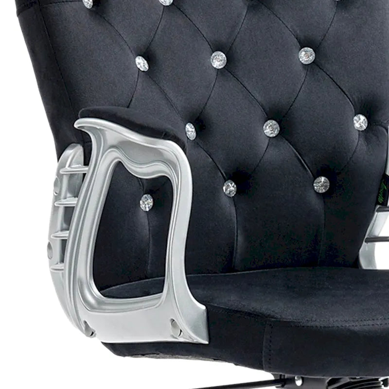 Chaise de bureau Vanity à dossier mi-hauteur capitonné, pivotante avec roulettes et accoudoirs réglables en hauteur