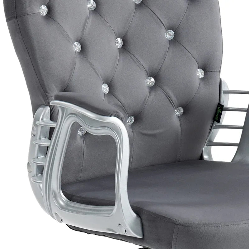 Chaise de bureau Vanity à dossier mi-hauteur capitonné, pivotante avec roulettes et accoudoirs réglables en hauteur