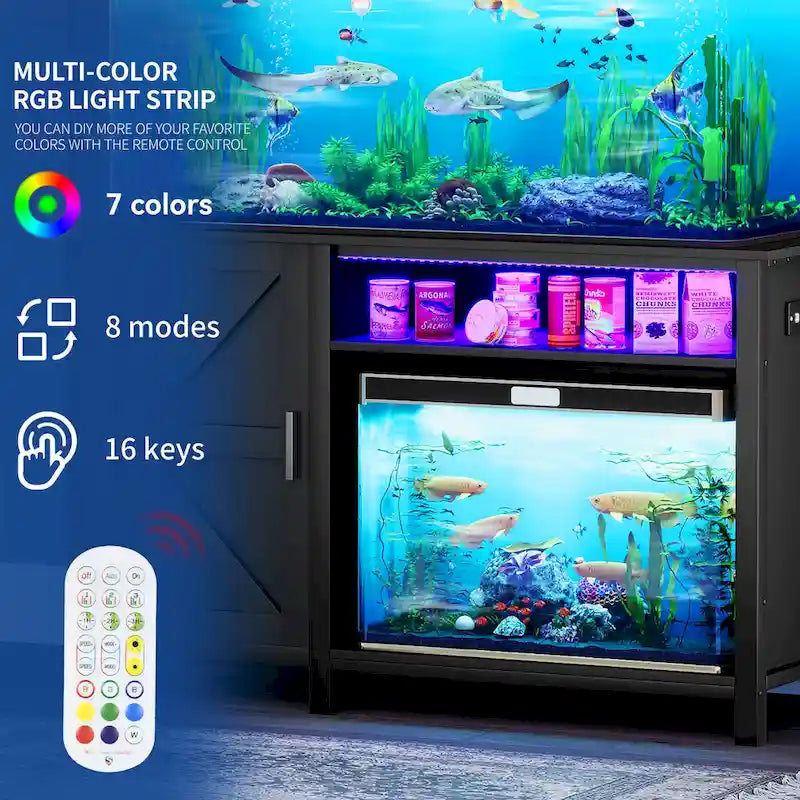 Meuble d'aquarium pour aquariums de 200 à 280 litres avec bande lumineuse RVB