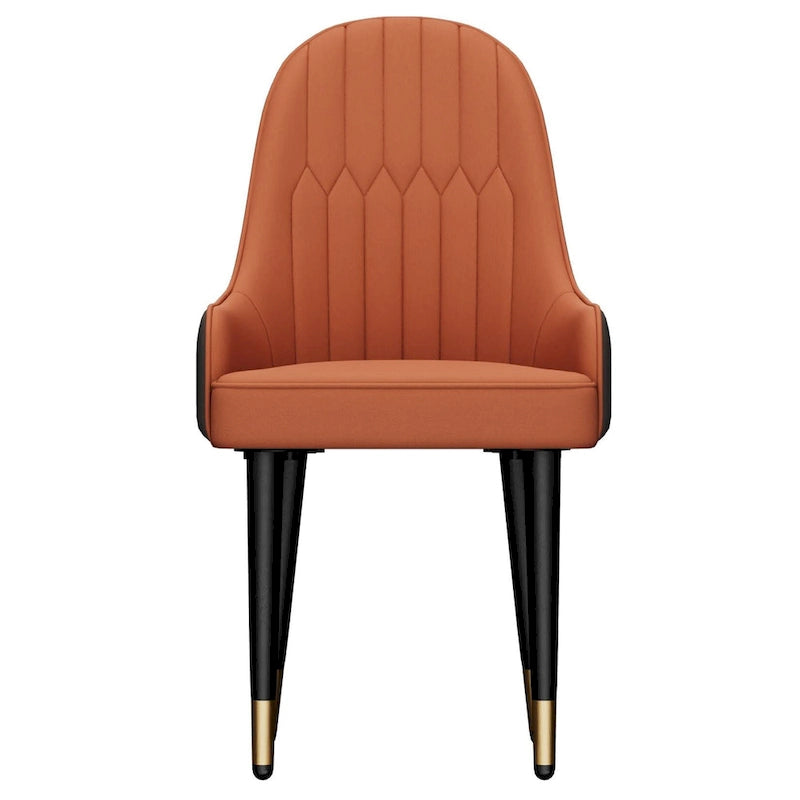 Chaises de salle à manger modernes rembourrées en cuir silicone microfibre, pieds en métal – 20,5x19,3x35,5 pouces