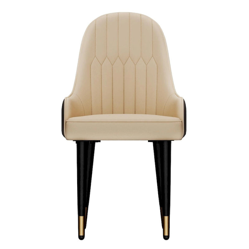 Chaises de salle à manger modernes rembourrées en cuir silicone microfibre, pieds en métal – 20,5x19,3x35,5 pouces