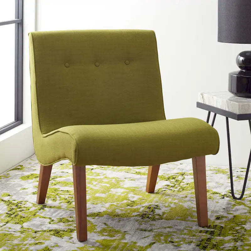 Chaise Vert Forêt Milieu de Siècle - 25.2 x 29.9 x 30.7 - 25Wx30Px31H