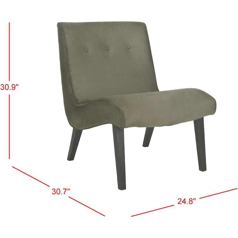 Chaise Vert Forêt Milieu de Siècle - 25.2 x 29.9 x 30.7 - 25Wx30Px31H