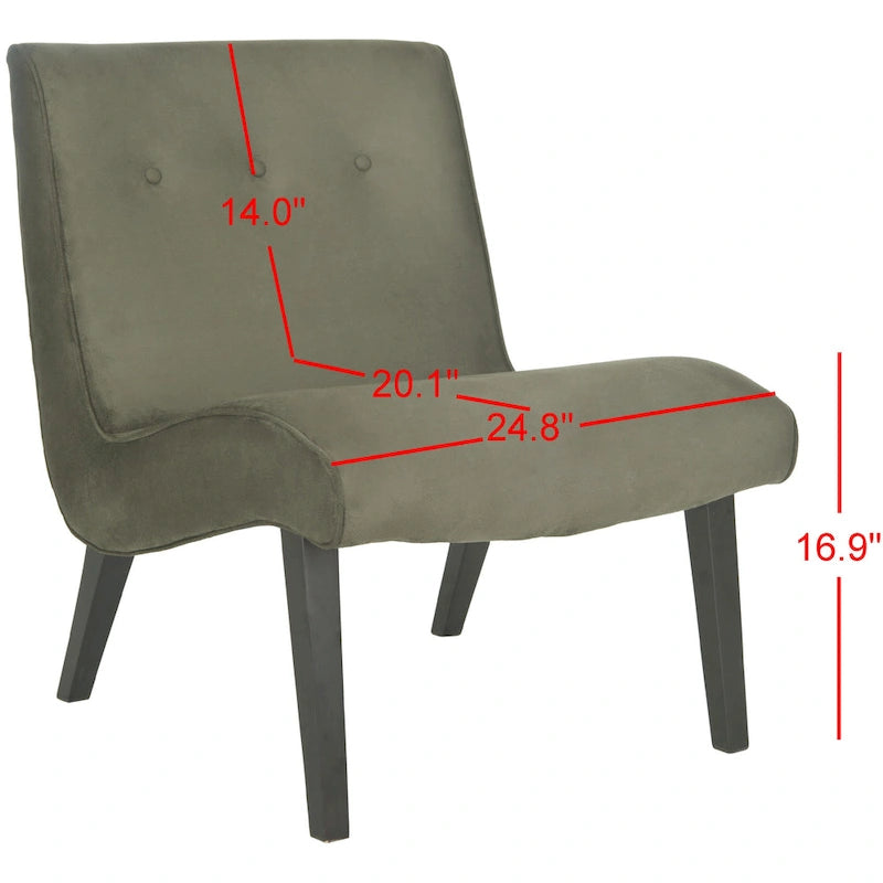 Chaise Vert Forêt Milieu de Siècle - 25.2 x 29.9 x 30.7 - 25Wx30Px31H