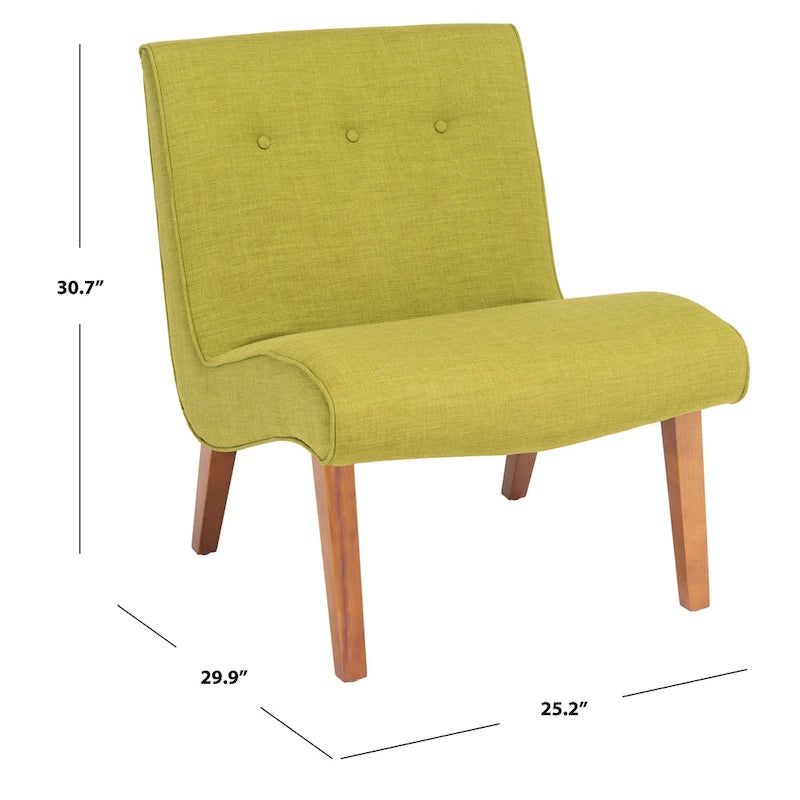 Chaise Vert Forêt Milieu de Siècle - 25.2 x 29.9 x 30.7 - 25Wx30Px31H