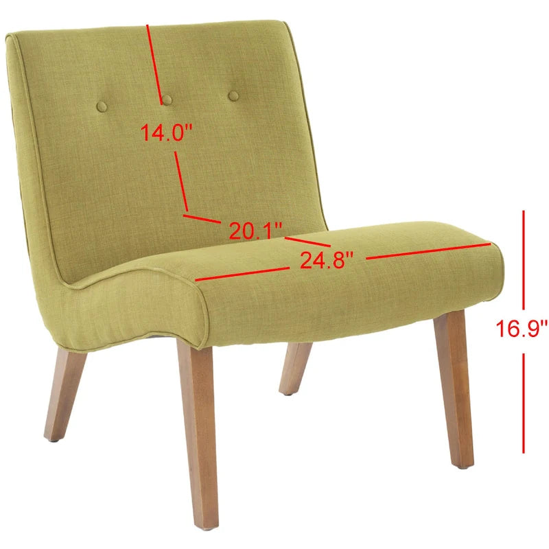 Chaise Vert Forêt Milieu de Siècle - 25.2 x 29.9 x 30.7 - 25Wx30Px31H