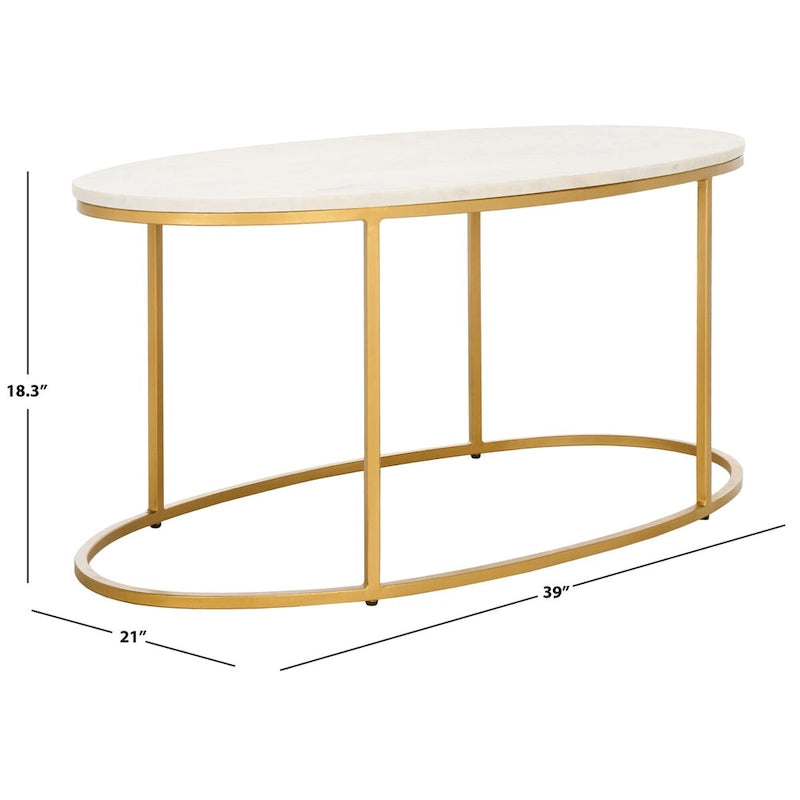 Table basse en marbre (entièrement assemblée) - 39 po L x 21 po P x 18,3 po H - 39Lx21Px18H