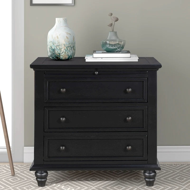 Table d'appoint en pin massif avec tablette coulissante et 3 tiroirs, montage facile