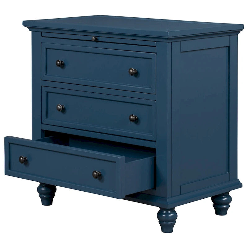 Table d'appoint en pin massif avec tablette coulissante et 3 tiroirs, montage facile