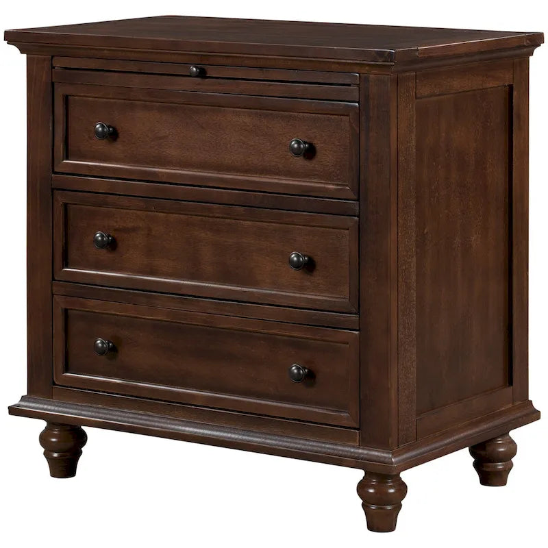 Table d'appoint en pin massif avec tablette coulissante et 3 tiroirs, montage facile