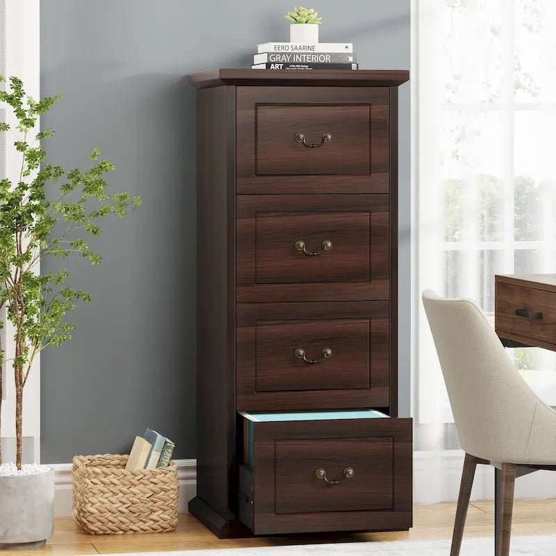 Classeur 4 tiroirs pour bureau à domicile, classeur vertical en bois pour format A4/lettre