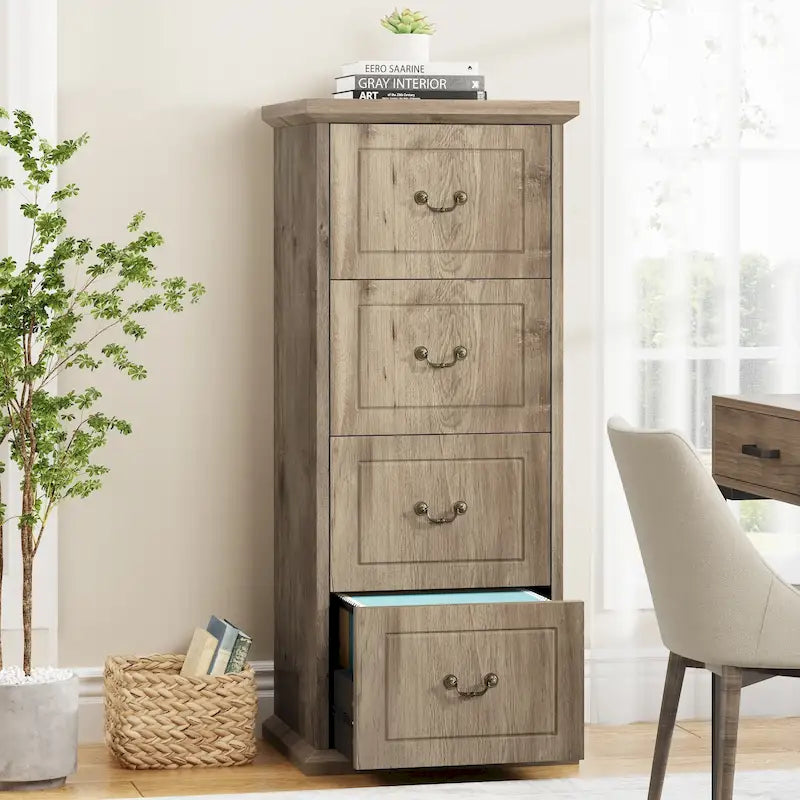 Classeur 4 tiroirs pour bureau à domicile, classeur vertical en bois pour format A4/lettre