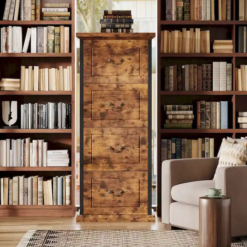 Classeur 4 tiroirs pour bureau à domicile, classeur vertical en bois pour format A4/lettre
