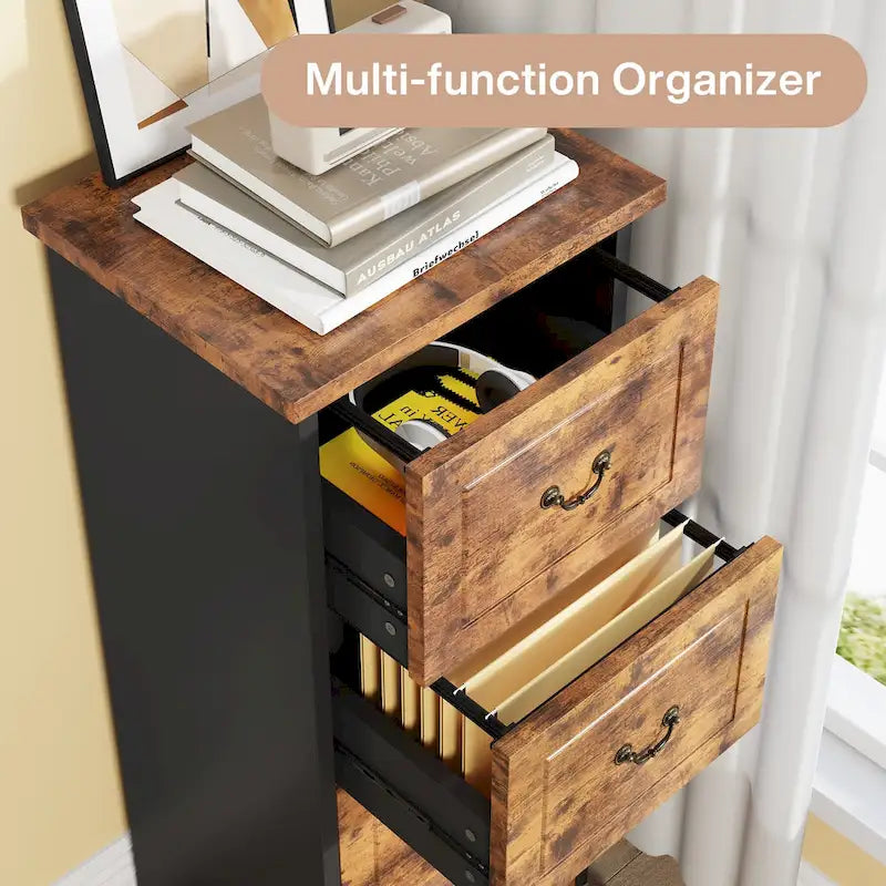 Classeur 4 tiroirs pour bureau à domicile, classeur vertical en bois pour format A4/lettre