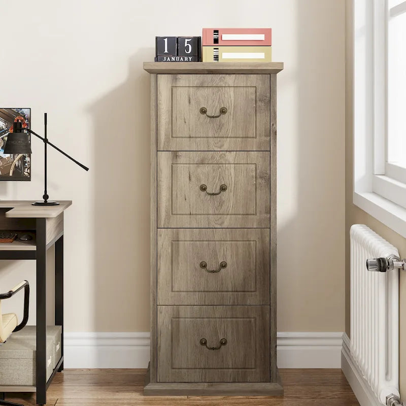 Classeur 4 tiroirs pour bureau à domicile, classeur vertical en bois pour format A4/lettre