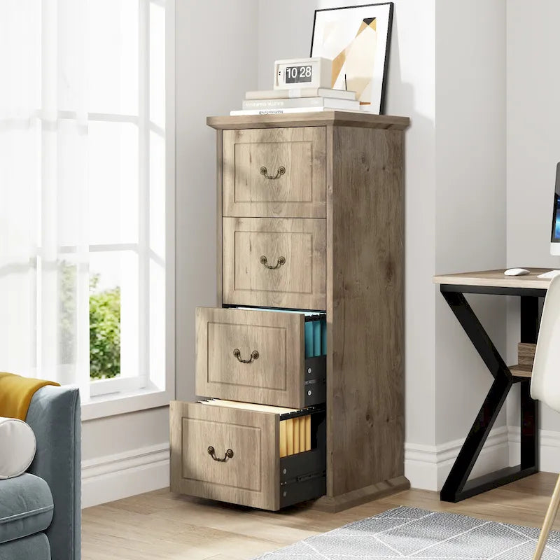 Classeur 4 tiroirs pour bureau à domicile, classeur vertical en bois pour format A4/lettre