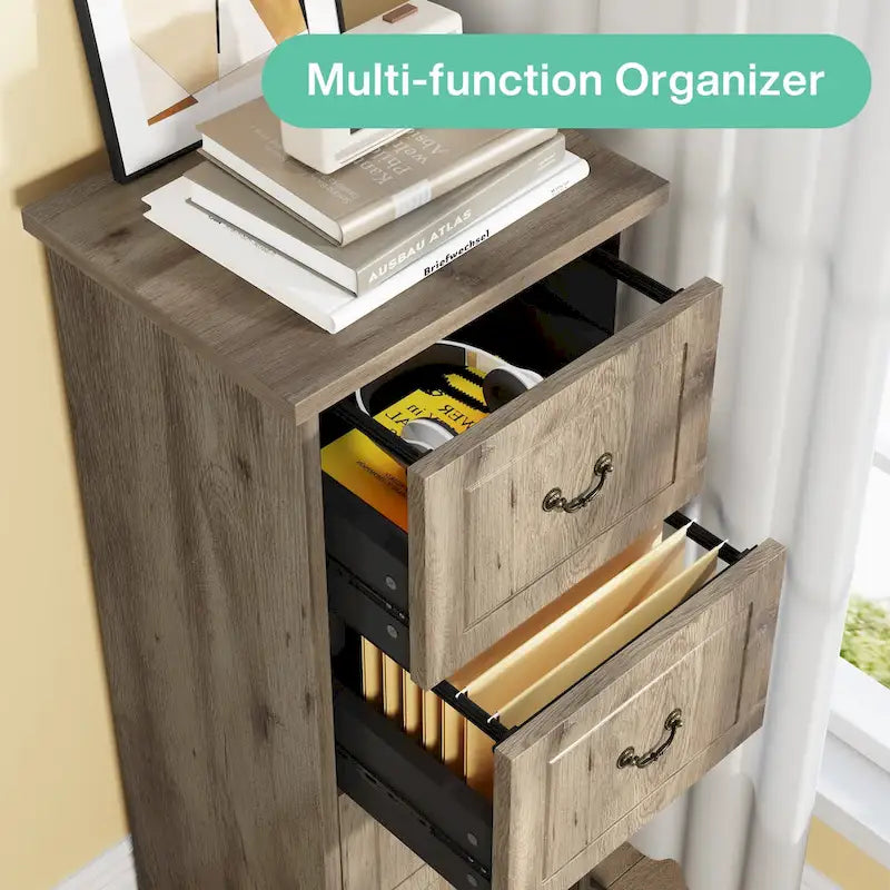 Classeur 4 tiroirs pour bureau à domicile, classeur vertical en bois pour format A4/lettre