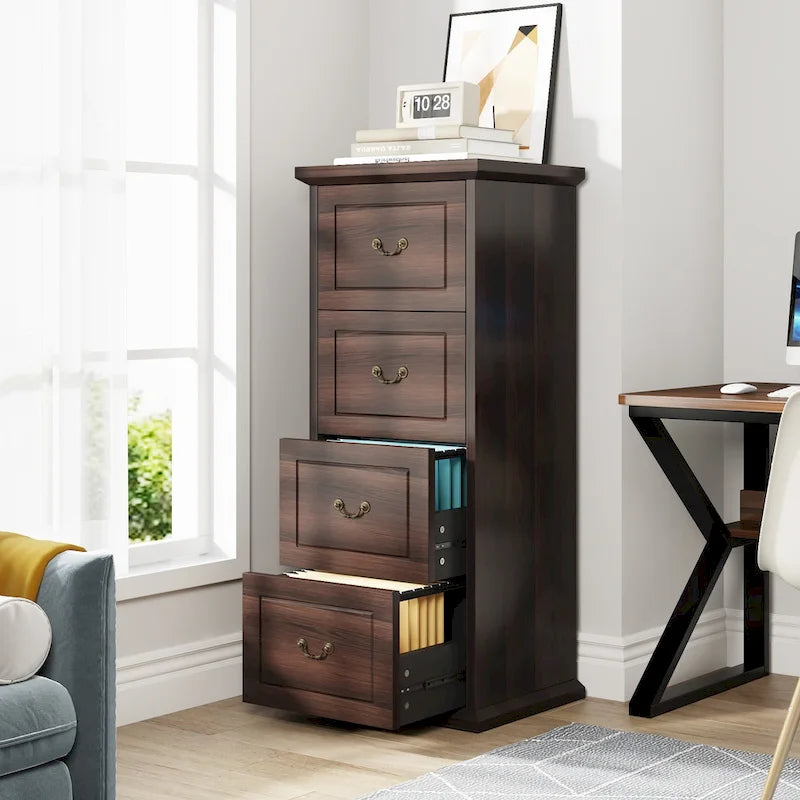 Classeur 4 tiroirs pour bureau à domicile, classeur vertical en bois pour format A4/lettre