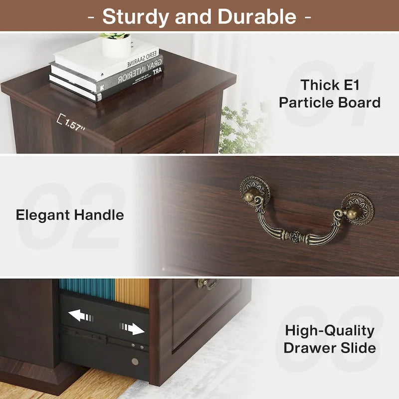 Classeur 4 tiroirs pour bureau à domicile, classeur vertical en bois pour format A4/lettre