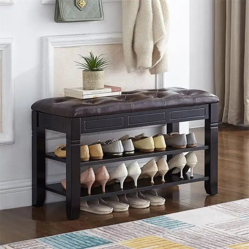 Banc de rangement pour chaussures avec coussin - 31,5P x 13,8L x 18,9H