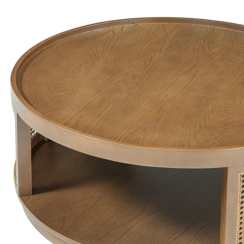 Table basse ronde en rotin avec côtés en rotin