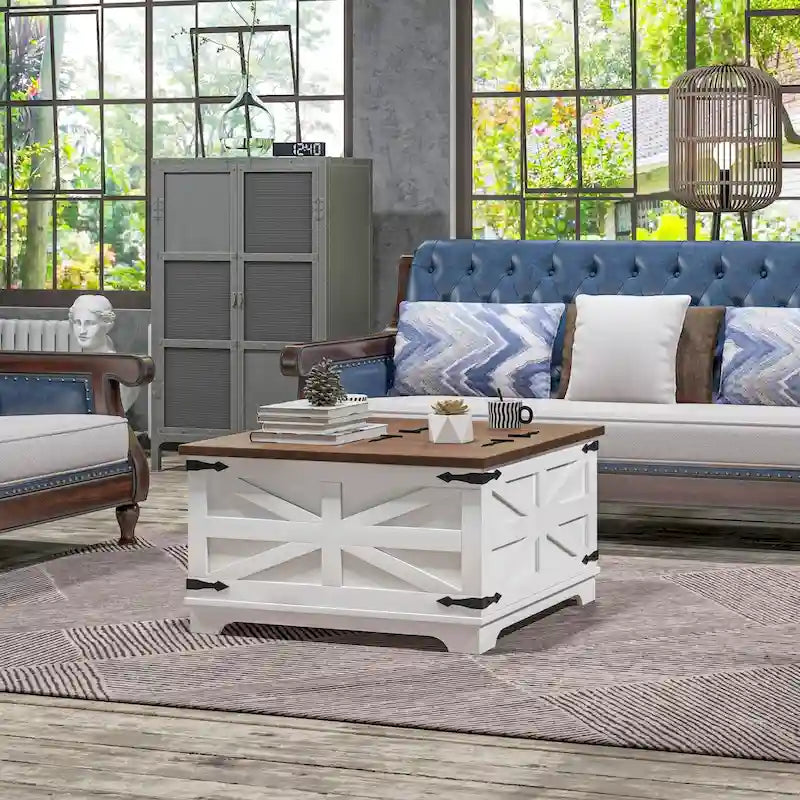 Table basse de ferme avec rangement pour salon