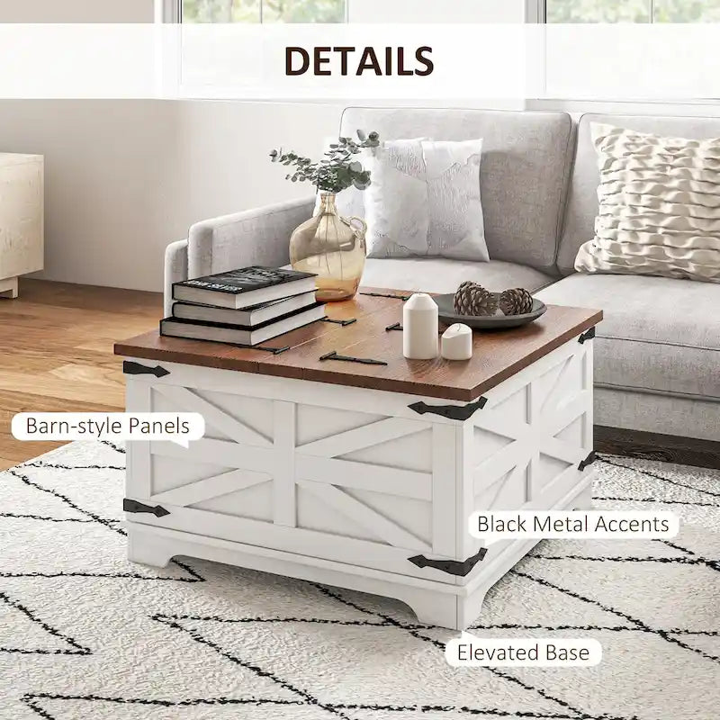 Table basse de ferme avec rangement pour salon