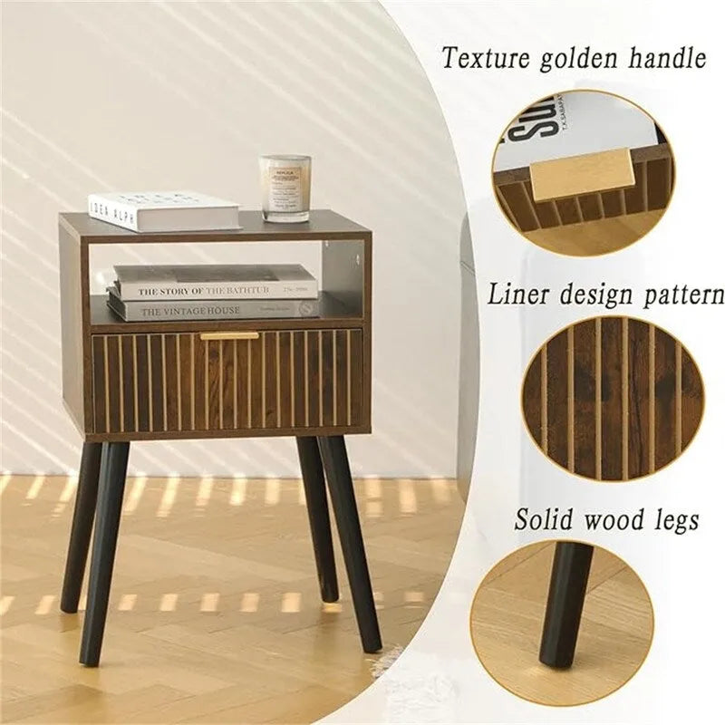 Petite table de chevet en bois avec tiroir - 30P x 40L x 60H cm