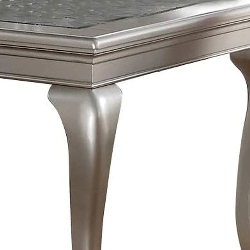 Table à manger Inch, 6 places extensible, verre, argent, bois