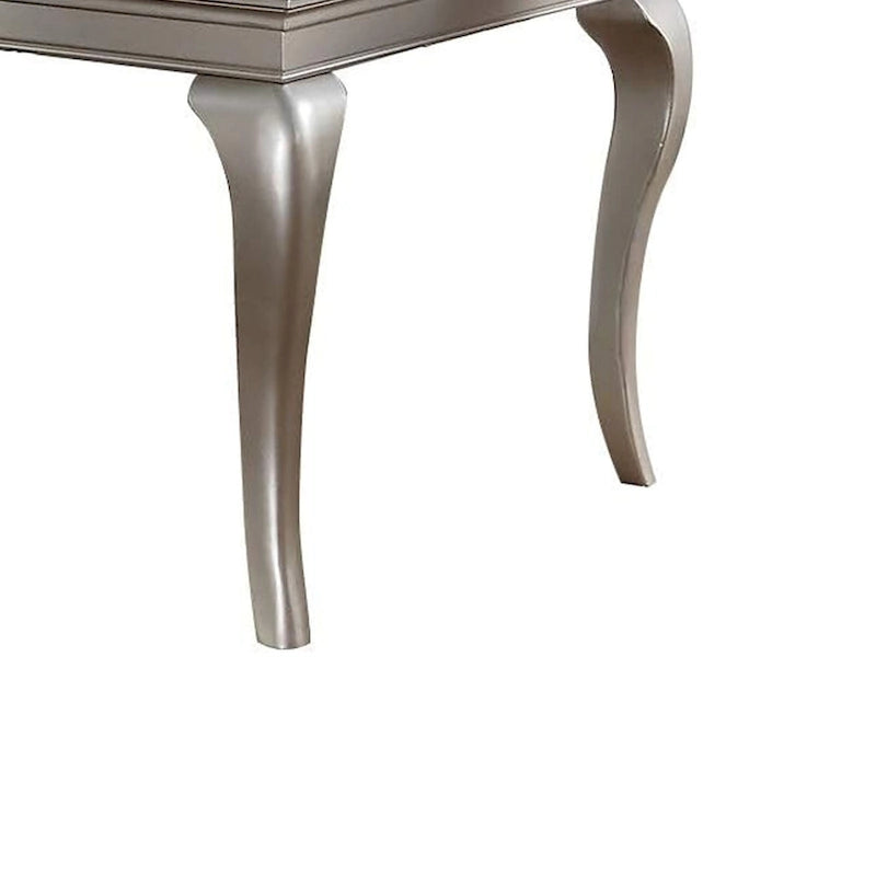 Table à manger Inch, 6 places extensible, verre, argent, bois