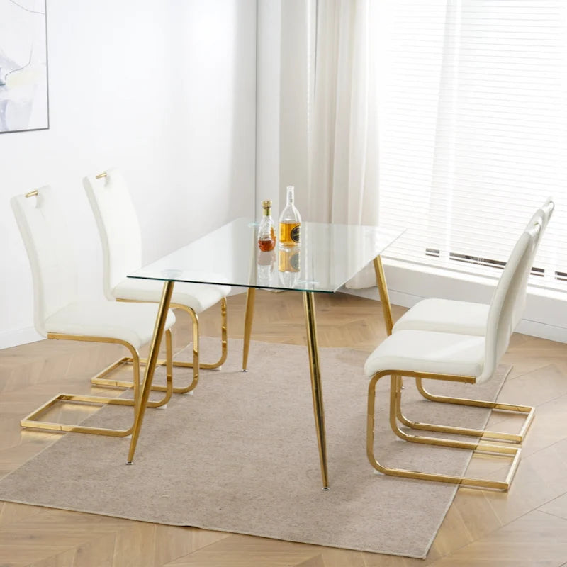 Chaises de salle à manger/salon, chaise rembourrée avec pieds en métal doré