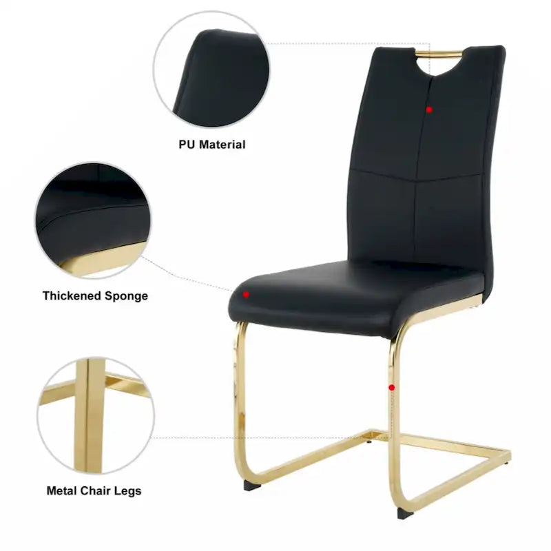 Chaises de salle à manger/salon, chaise rembourrée avec pieds en métal doré