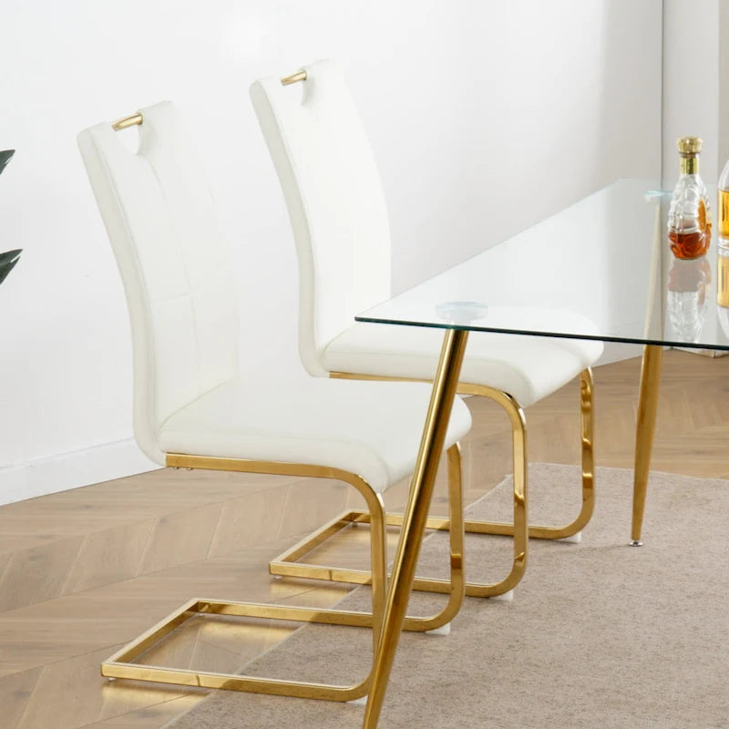 Chaises de salle à manger/salon, chaise rembourrée avec pieds en métal doré