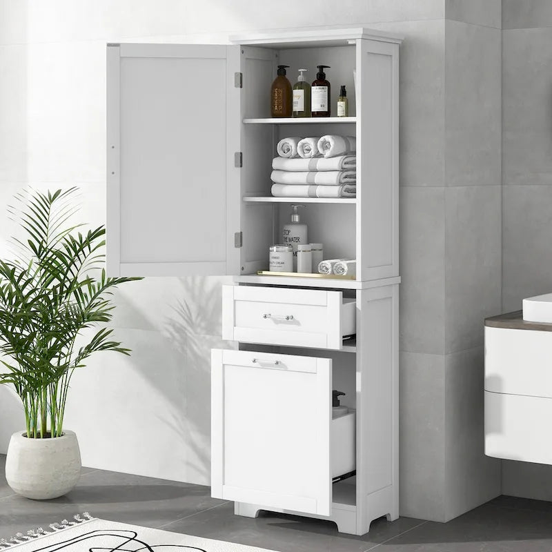 Meuble de rangement pour linge de 20 po L x 13 po P x 68,1 po H avec 2 tiroirs de tailles différentes et une étagère réglable
