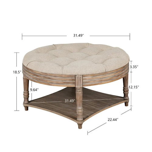 Table basse ronde ottomane à 2 niveaux capitonnée